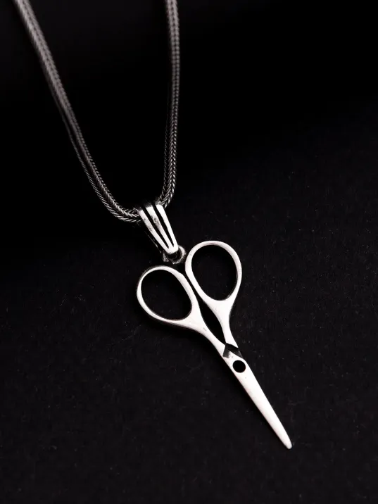 Erkek Gümüş Kolye - Makas Figürlü Gümüş Model 2 Erkek Kolye