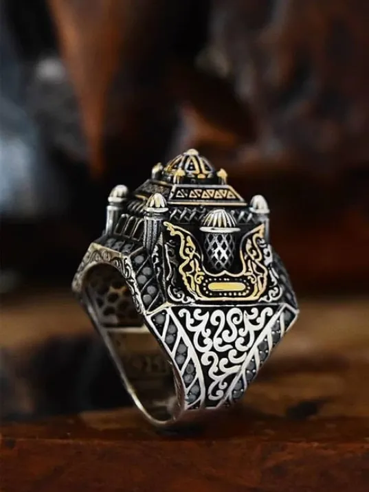 İslam Usta Tasarımı Gümüş Camii Model Gümüş Erkek Yüzük GYZISLMSTM3-GMS İslam Usta Tasarımı Gümüş Camii Model Gümüş Erkek Yüzük GYZISLMSTM3-GMS