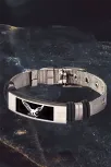 Erkek Çelik Bileklik - Hasır Model Kartal Motifli Çelik Bileklik