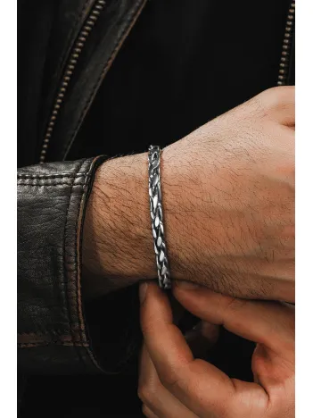 Erkek Gümüş Bileklik - El Yapımı Sinclair Model Erkek Bileklik Kelepçe Her Bileğe Uyar
