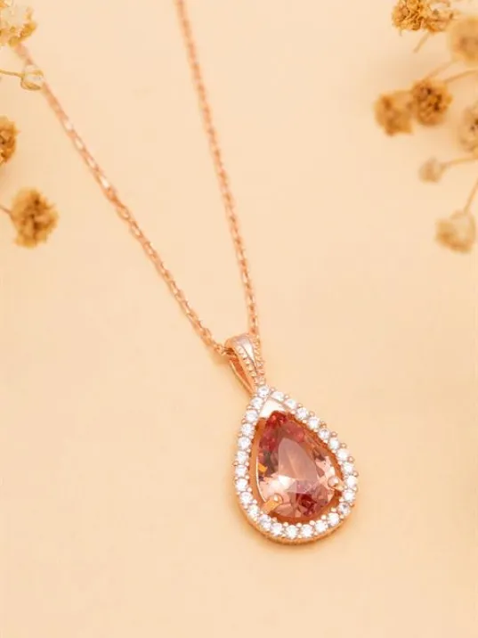 Damla Model Zultanit Taşlı Kadın Gümüş Kolye GKLZLTNTTS1-ROS