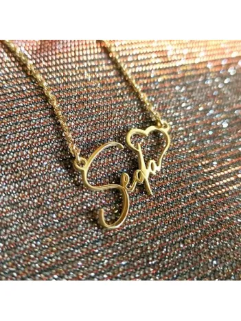 Kalp Imza Altın Renk Gümüş Kolye Zincir Gklaltısımk