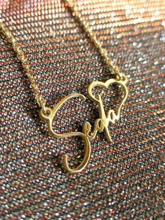 Kalp Imza Altın Renk Gümüş Kolye Zincir Gklaltısımk Kalp Imza Altın Renk Gümüş Kolye Zincir Gklaltısımk