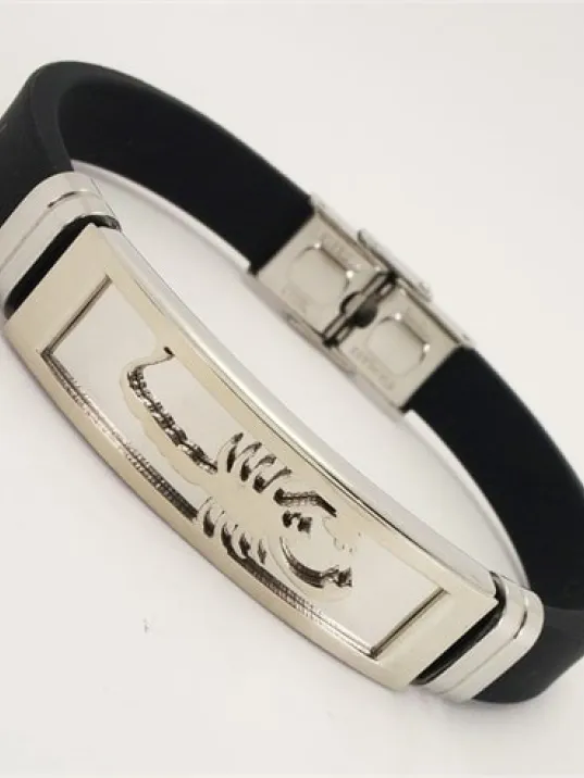 Beyaz Akrep Figürlü Kauçuk Çelik Erkek Bileklik Beyaz Akrep Figürlü Kauçuk Çelik Erkek Bileklik