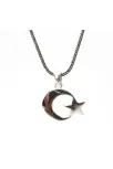 Parlak Ay Yıldız Gümüş Kolye Zincir Parlak Ay Yıldız Gümüş Kolye Zincir
