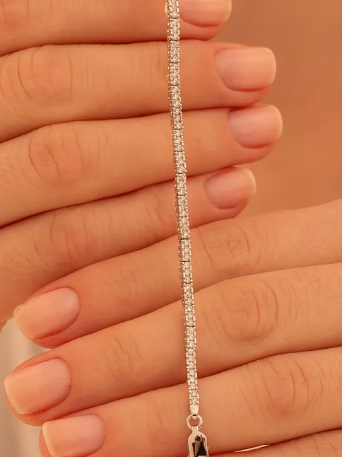 Kadın Gümüş Bileklik - Duru Zirkon Taşlı Model Kadın Bileklik