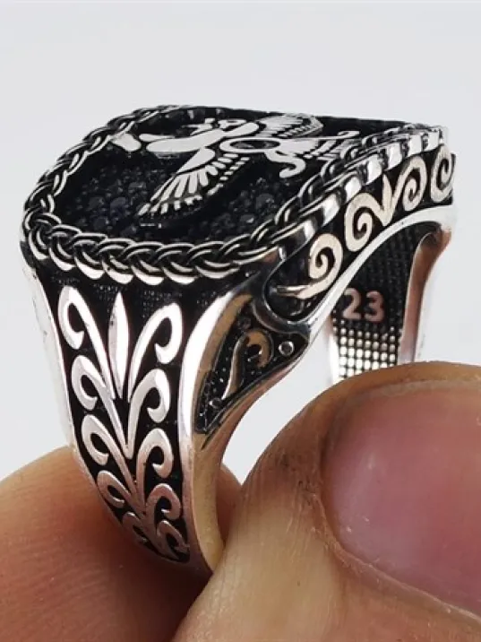 Ahura Mazda Zerdüşt Gümüş Erkek Yüzük Lüks Model