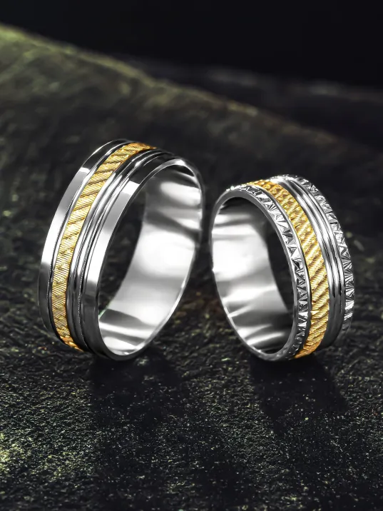 Erkek Kadın Gümüş Alyans - Bombeli Altın Şerit 925 Ayar Erkek Kadın Yüzük