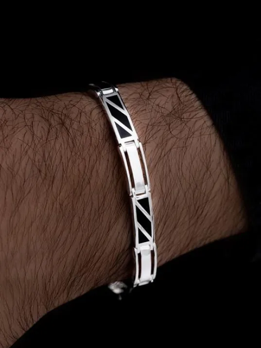 Modern Tasarım Erkek Gümüş Bileklik Künye Modern Tasarım Erkek Gümüş Bileklik Künye