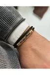 Erkek Bileklik - Deri Erkek Bileklik - Taşlı Erkek Bileklik - Snake Model-Gold