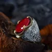 Kırmızı Paraiba Taşlı Erzurum Kalem İşlemeli Gümüş Erkek Yüzük GYZSARIKHRB-GMS Kırmızı Paraiba Taşlı Erzurum Kalem İşlemeli Gümüş Erkek Yüzük GYZSARIKHRB-GMS