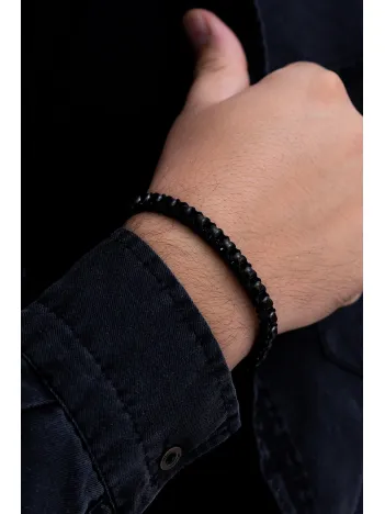 Erkek Siyah Polo Model Çelik Bileklik - Çelik Siyah Polo Model Bileklik