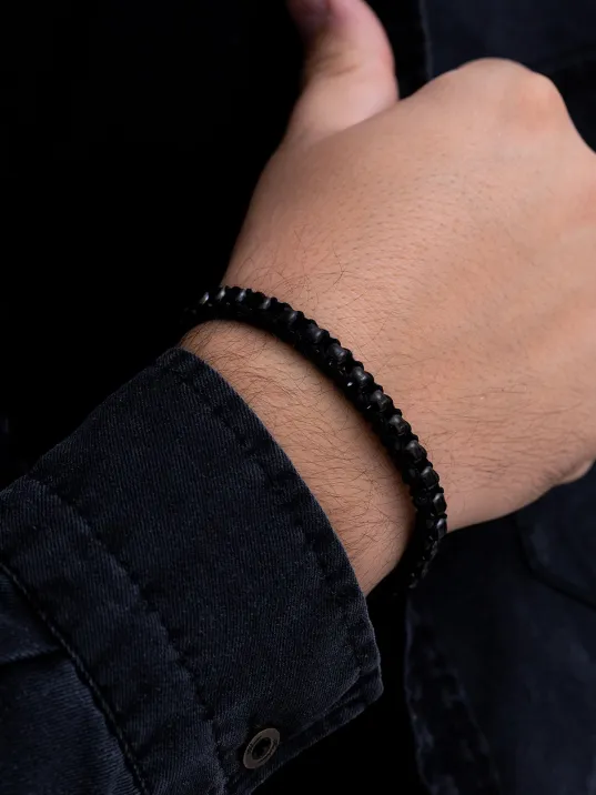 Erkek Siyah Polo Model Çelik Bileklik - Çelik Siyah Polo Model Bileklik