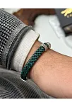 Erkek Bileklik - Taşlı Desenli Kare Model Erkek Çelik Bileklik