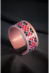 Kadın Bakır Bileklik Yüzük Set - Luna Model Özel Baskı Metal Kutu Ve Doğal Taşlar