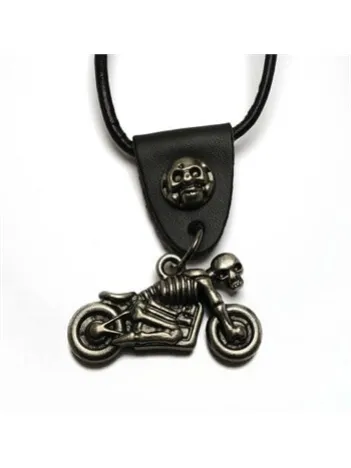 KURUKAFA İSKELETOR MOTOSİKLET ERKEK DERİ KOLYE