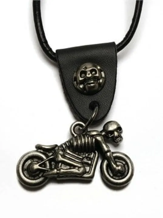 KURUKAFA İSKELETOR MOTOSİKLET ERKEK DERİ KOLYE