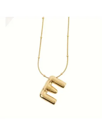 Kadın Çelik Kolye - Altın Kaplama E Harfi Balon Harf Kadın Kolye