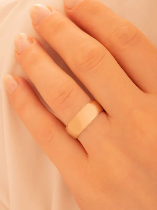 Erkek Gümüş Yüzük - 925 Ayar Düz Bombeli Rose Gümüş Alyans Yüzük Erkek Gümüş Yüzük - 925 Ayar Düz Bombeli Rose Gümüş Alyans Yüzük