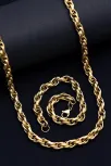 Erkek Çelik Bileklik Kolye Set -22 Ayar Gerçek Altın Kaplama Sarmal Model Çelik Set Erkek Çelik Bileklik Kolye Set -22 Ayar Gerçek Altın Kaplama Sarmal Model Çelik Set