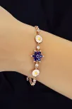 Kadın Gümüş Bileklik - Rose Kaplama Lacivert Safir Taşlı Nergis Çiçeği Motifli Bilezik Kadın Gümüş Bileklik - Rose Kaplama Lacivert Safir Taşlı Nergis Çiçeği Motifli Bilezik