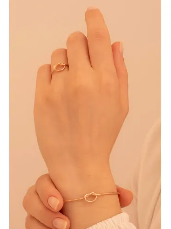 Kadın Gümüş Set - El İşçiliği Rose Kaplama Aşk Düğümü Model 2 Kadın Set