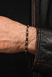 Kadın Erkek Gümüş Bileklik - Hematit Taşlı Gümüş Detaylı İnce Kibar Erkek Kadın Bileklik