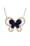 Mavi Taşlı Kelebek Bayan Gümüş Kolye Rose Renk Mavi Taşlı Kelebek Bayan Gümüş Kolye Rose Renk