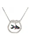 Kadın Gümüş Kolye - Zirkon Taşlı Balık Figürlü Akvaryum Model Gümüş Kolye