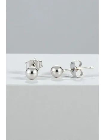 Kadın Gümüş Küpe - 4 mm 925 Ayar Gümüş Top Küpe