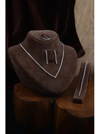 Alya Bayan Gümüş Su Yolu Set - Kolye, Bileklik, Küpe, Yüzük