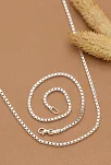 Kadın Gümüş Kolye Bileklik Set - 925 Ayar Küp Zincir Gümüş Set 2mm