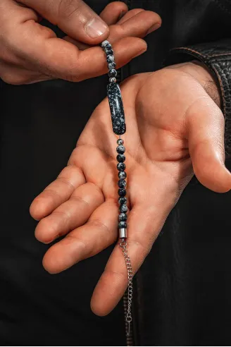 Erkek Kadın Doğal Taş Bileklik - Snowy Obsidian Taşı Bileklik