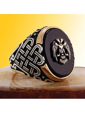 Çift Başlı Kartal Otantik Erkek Gümüş Yüzük