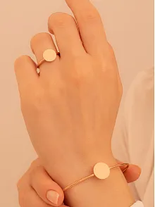 Kadın Gümüş Set - El İşçiliği Rose Kaplama Yuvarlak Motifli Kadın Set