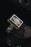 Kişiye Nasihat Olarak Ölüm Yeter Yazılı Kare Model Gümüş Erkek Yüzük  GYZNASHTOLM-GMS