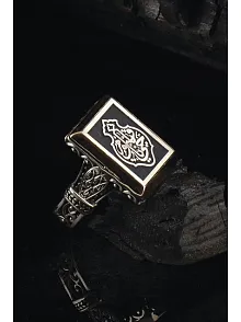 Kişiye Nasihat Olarak Ölüm Yeter Yazılı Kare Model Gümüş Erkek Yüzük  GYZNASHTOLM-GMS