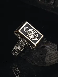 Kişiye Nasihat Olarak Ölüm Yeter Yazılı Kare Model Gümüş Erkek Yüzük  GYZNASHTOLM-GMS