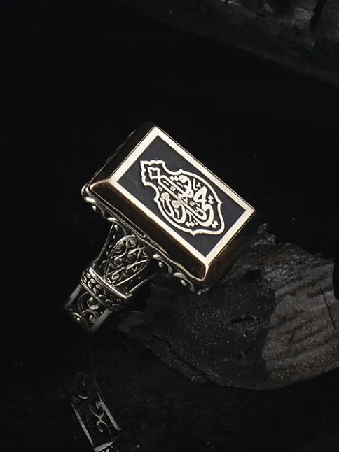 Kişiye Nasihat Olarak Ölüm Yeter Yazılı Kare Model Gümüş Erkek Yüzük  GYZNASHTOLM-GMS