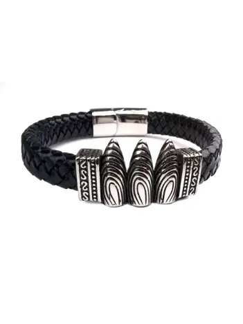 Ottoman Mermi Kurşun Deri Çelik Erkek Bileklik Ottoman Mermi Kurşun Deri Çelik Erkek Bileklik