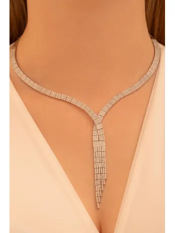 Kadın Gümüş Kolye - Sedef Zirkon Taşlı Kadın Kolye