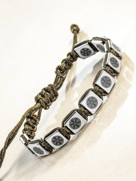 Erkek Kadın Doğal Taş Bileklik - Hematit Doğal Taşlı Makrome Gemi Dümeni Model Unisex Bileklik