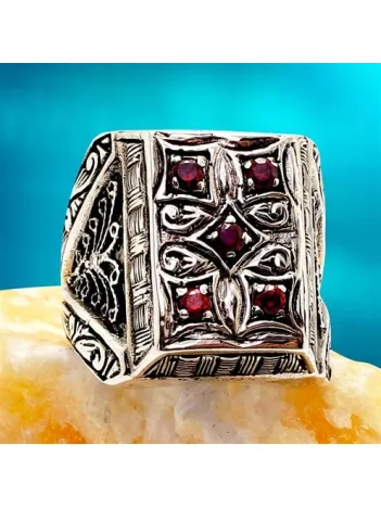 Erzurum İşi Özel Tasarım Erkek Gümüş Yüzük