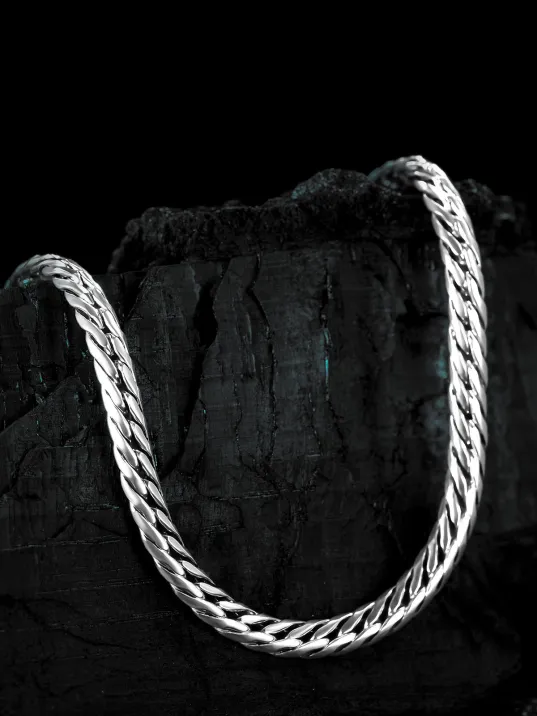 Erkek Gümüş Kolye - Kalın İtalyan Bombeli Zincir Gümüş Kolye