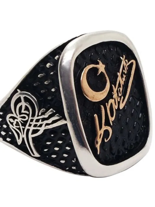 Atatürk İmzalı Ve Tuğralı Erkek Gümüş Yüzük