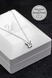 Kadın Gümüş Kolye - Swarovski Taşlı Zirconia X Kelebek Motifli Kadın Kolye