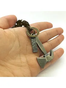 Balta Motif Erkek Kahverengi Deri Kolye Büyük Boy Dkl000balta
