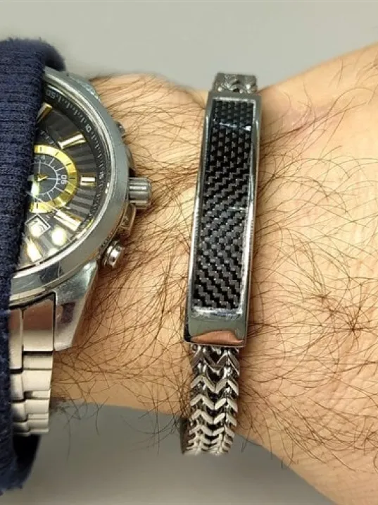 Ottaman Karbon Detaylı Paslanmaz Çelik Erkek Bileklik Ottaman Karbon Detaylı Paslanmaz Çelik Erkek Bileklik