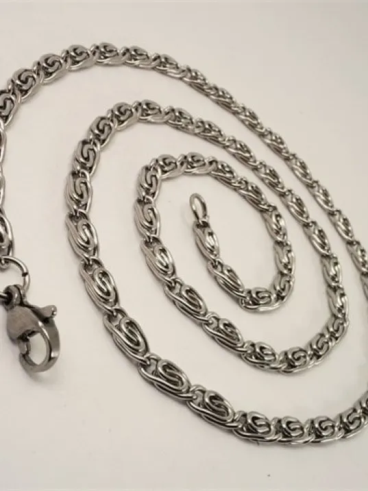 Yeni Sarmal Model Hakiki 316L Paslanmaz Çelik Erkek Kolye Zincir Orta Kalınlıkta