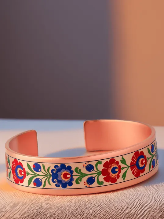 Kadın Bakır Bileklik - Bird Model Özel Baskı Metal Kutu Ve Doğal Taşlar